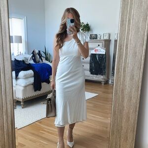 Mac Duggal White One-Shoulder Dress